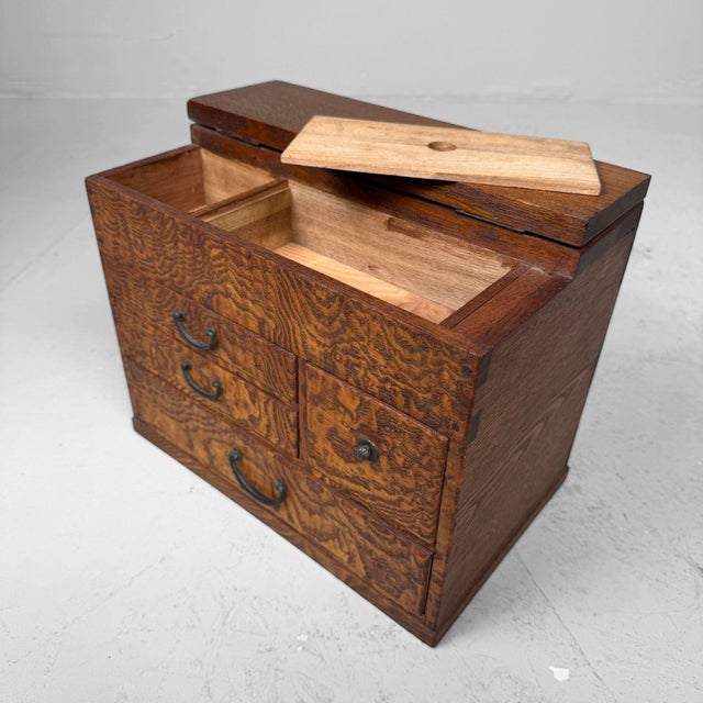 Wood Antique Japanese Haribako Sewing Box, 1920s For Sale - Image 7 of 13