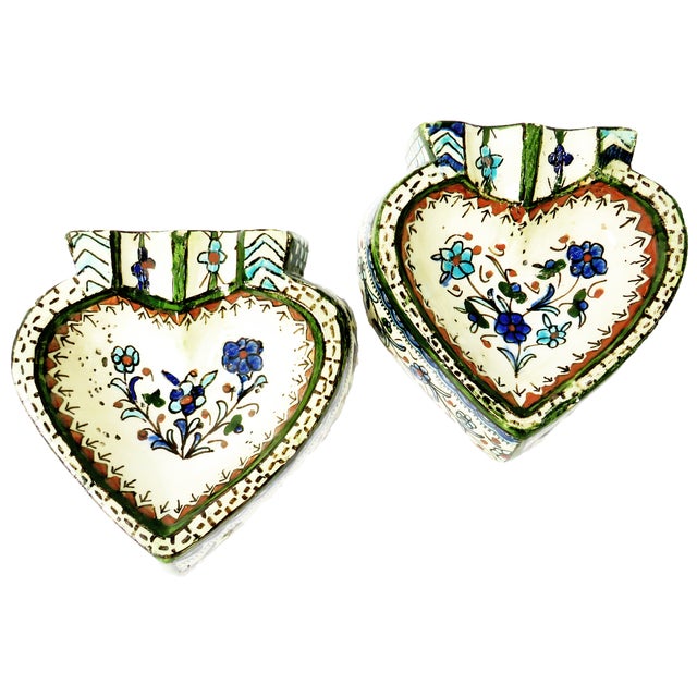 Portuguese Style Folk Art Faenza Ashtrays / Catchalls, Pair For Sale