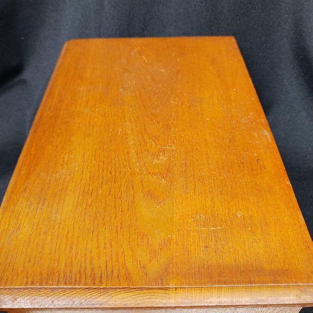 English's Needles Antique Miniature Tabletop Oak & Pine Spool Cabinet For Sale - Image 10 of 17
