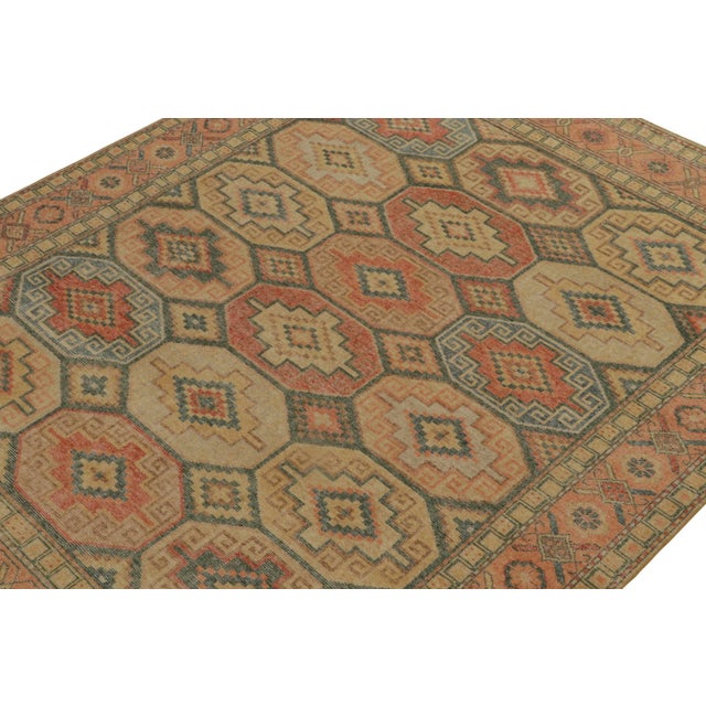 Rug & Kilim Rug & Kilim’s Distressed Persian Style Rug in Orange, Beige and Blue Medallions For Sale - Image 4 of 7