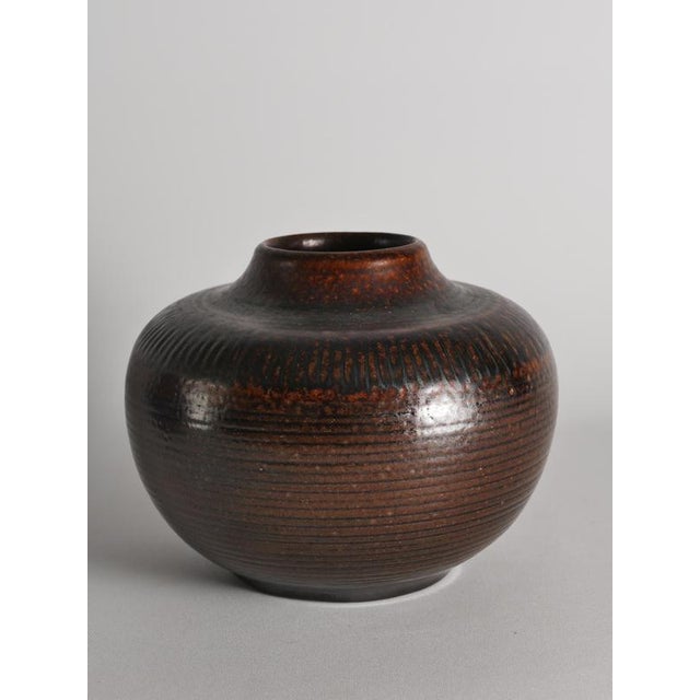 Ceramic Brown Salt-Glazed Stoneware Vase by Arthur Andersson for Wallåkra For Sale - Image 7 of 13