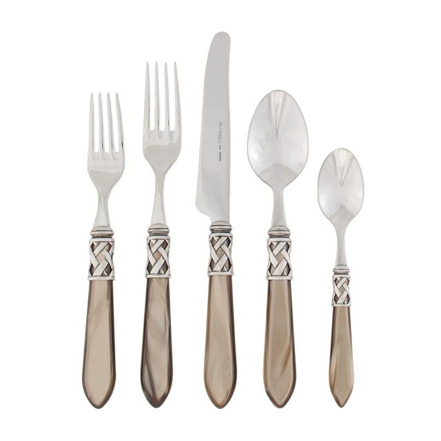 VIETRI Aladdin Antique Flatware Taupe Five-Piece Place Setting For Sale - Image 10 of 10