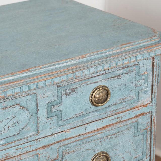 Wood 19th Century Swedish Pair of Blue Chest of Three Drawers or Nightstands For Sale - Image 7 of 17