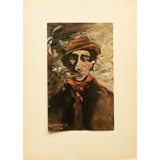 Portraiture 1947 After Maurice Vlaminck "Man in Red Scarf", First Edition Period Parisian Offset Lithograph For Sale - Image 3 of 7