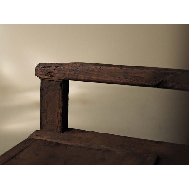Antique French Folk Bench with Storage Chest in Wood For Sale - Image 12 of 14