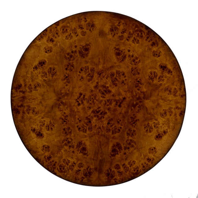 Camel Holdin 18 in. W Round Wood Side Table with Lower Open Shelf, Traditional Burl For Sale - Image 8 of 9
