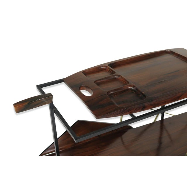 Mid 20th Century Jorge Zalszupin Carrinho De Chá Rosewood Bar Cart Trolley For Sale - Image 9 of 12