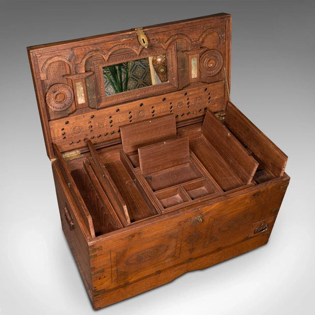 1880s Antique Victorian Teak Travelling Cleric's Chest For Sale - Image 9 of 13