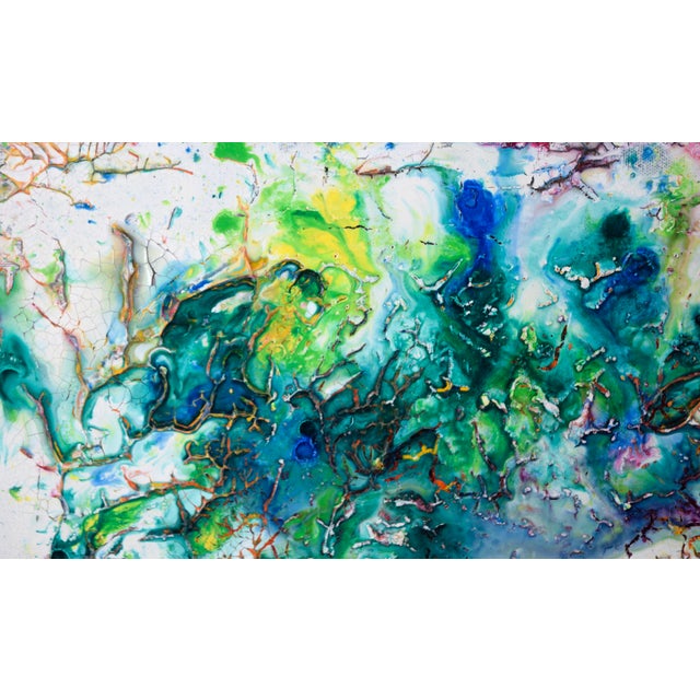 Rainbow Crackle - Abstract Expressionist Composition in Acrylic on Canvas Vibrant and colorful composition by California...