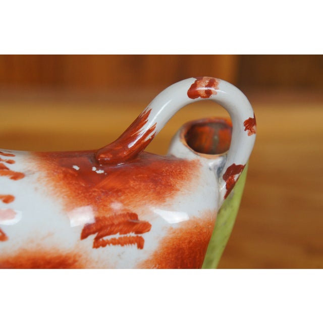Red Antique Staffordshire Porcelain Red & White Cow Spill Vase Creamer Pitcher For Sale - Image 8 of 11