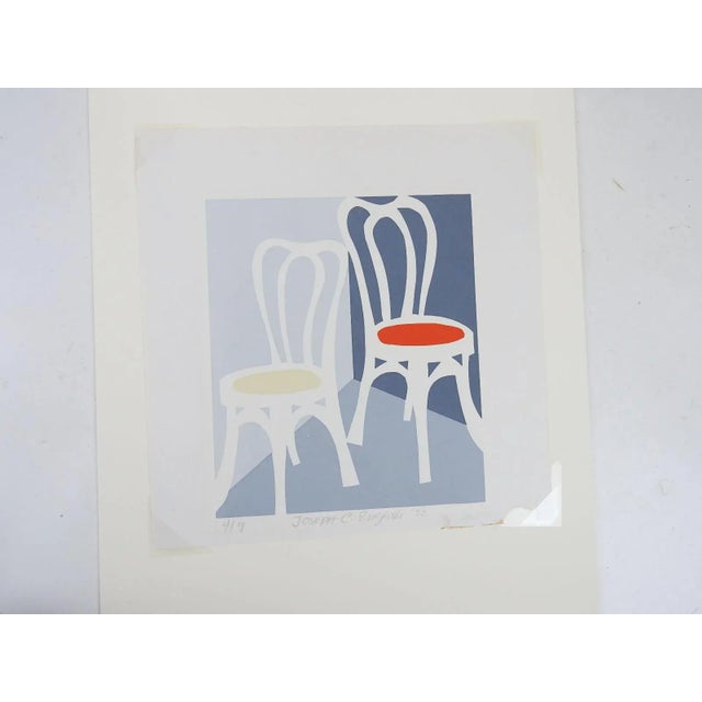 Contemporary 1972 Serigraph of Bistro Chairs For Sale - Image 3 of 4