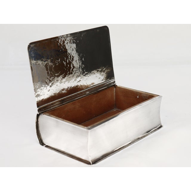 Antique Watrous Sterling Silver Hand-Hammered Figural Book Box With Wood Liner For Sale - Image 12 of 16