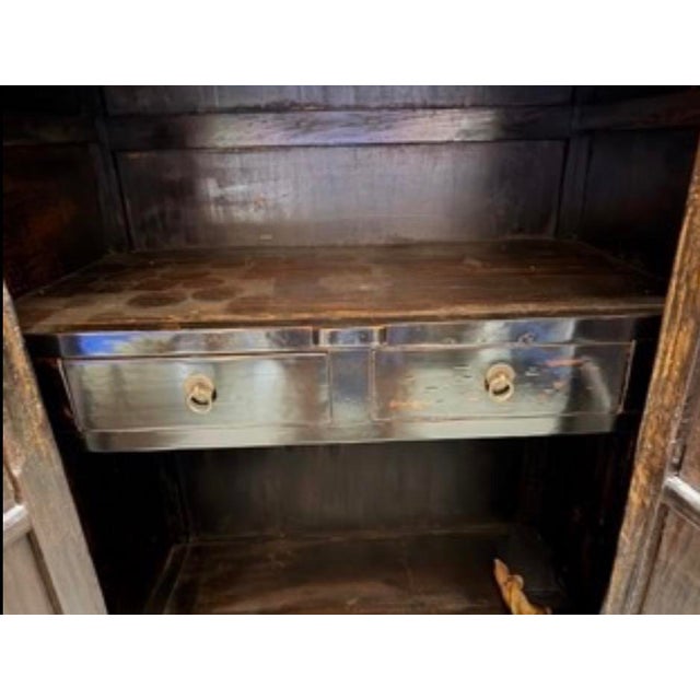 Asian Vintage Lacquered Chinese Scholar Cabinet For Sale - Image 3 of 3