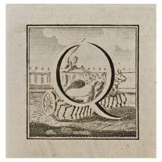 Luigi Vanvitelli, Letter of the Alphabet Q, Etching, 18th Century For Sale