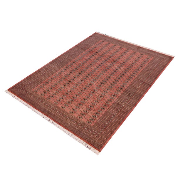 Shabby Chic Rustic Bokhara Peach/Black Hand Knotted Wool Rug For Sale - Image 3 of 9