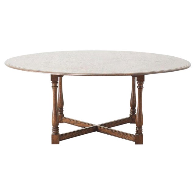 English Country Style Round Oak Dining Table Chairish