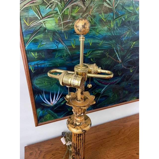 Frederick Cooper Frederick Cooper Antiqued Gilt Neoclassical Fluted Column Table Lamp For Sale - Image 4 of 10