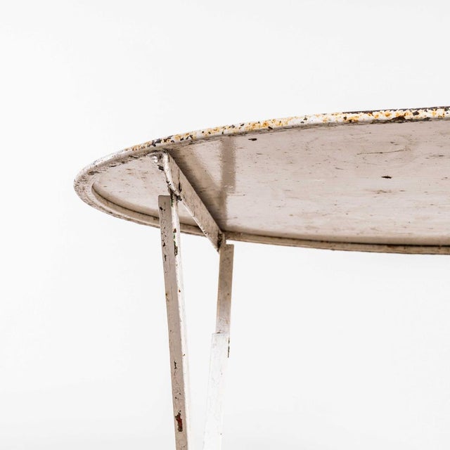 1950s Vintage French White Round Metal Folding Dining Table, 1950s For Sale - Image 5 of 8
