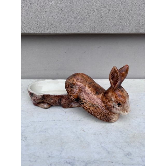 French Country Majolica Brown Rabbit Tureen Caugant For Sale - Image 3 of 7