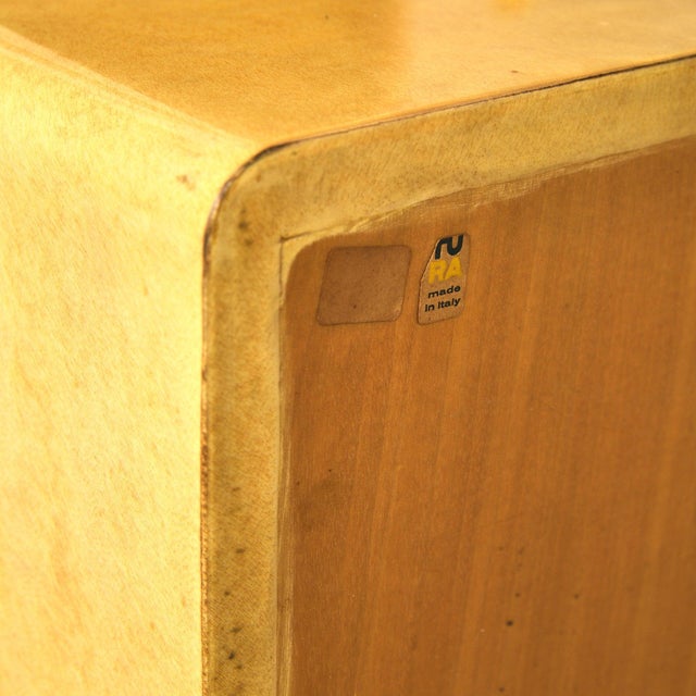 Mid-Century Modern Italian Lacquered Goatskin Parchment Nightstand by Aldo Tura, 1960s For Sale - Image 3 of 11