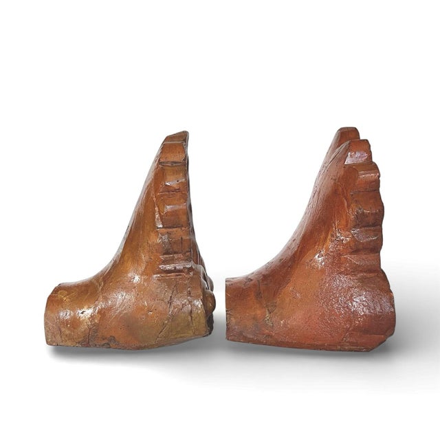 Antique Glazed Terracotta Architectural Elements - A Pair For Sale - Image 4 of 7