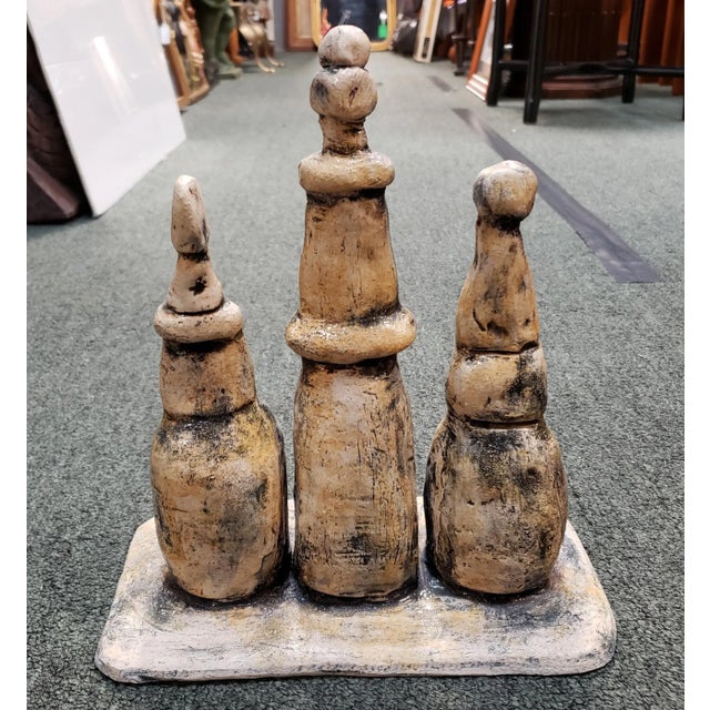 Abstract Mid 20th Century Abstract Figural Group Clay Sculpture Signed Reinecke (Gladys) New Orleans For Sale - Image 3 of 7