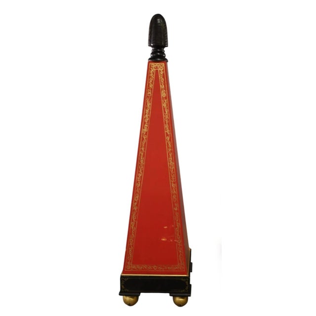 Hollywood Regency Pair 67" Painted Wood Hollywood Regency Obelisks With Gilt Detailing, C. 1960s For Sale - Image 3 of 7