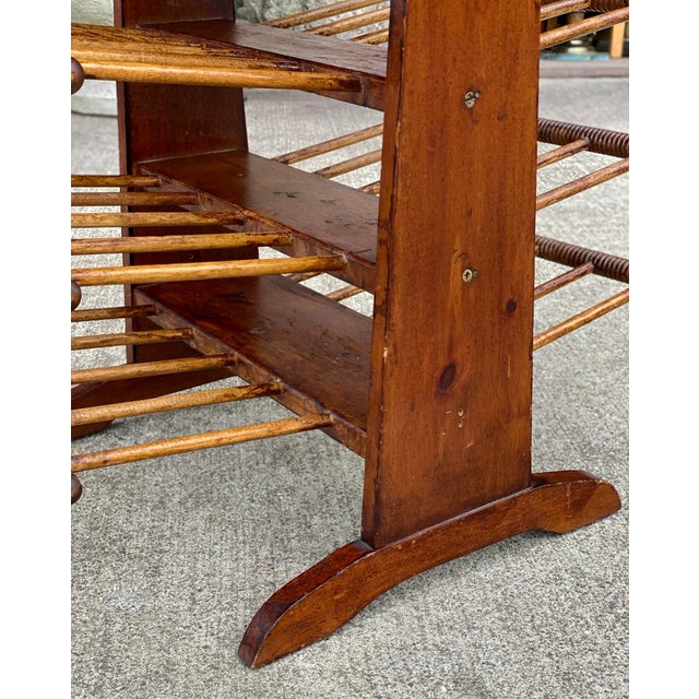Vintage Farmhouse Pine Turned Spindle Magazine Record Rack Holder For Sale - Image 10 of 11