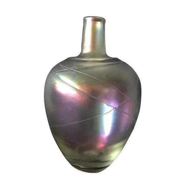 1950 Swedish Boda Handblown Iridescent 'Thumbprint' Art Glass Vase Signed by Artist B. Vallien For Sale In West Palm - Image 6 of 6