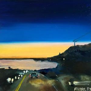 Night Glow, Original Miniature Oil Painting by Jessica Fairley