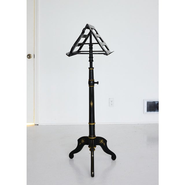 Adjustable Music Stand, Ebonized W Mother of Pearl Inlay, 19th Century Victorian For Sale - Image 4 of 18
