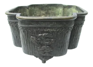 Japanese Bronze Footed Quatrefoil Bowl
