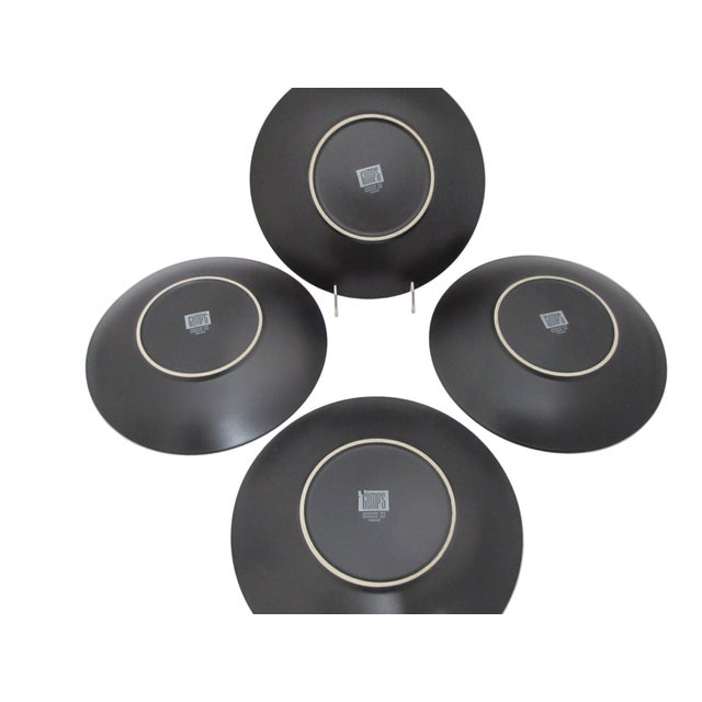 Late 20th Century Gumps Worldview Sleek Red & Black Pottery 11 1/4" Dinner Plate Set of 4 For Sale In Portland, OR - Image 6 of 6