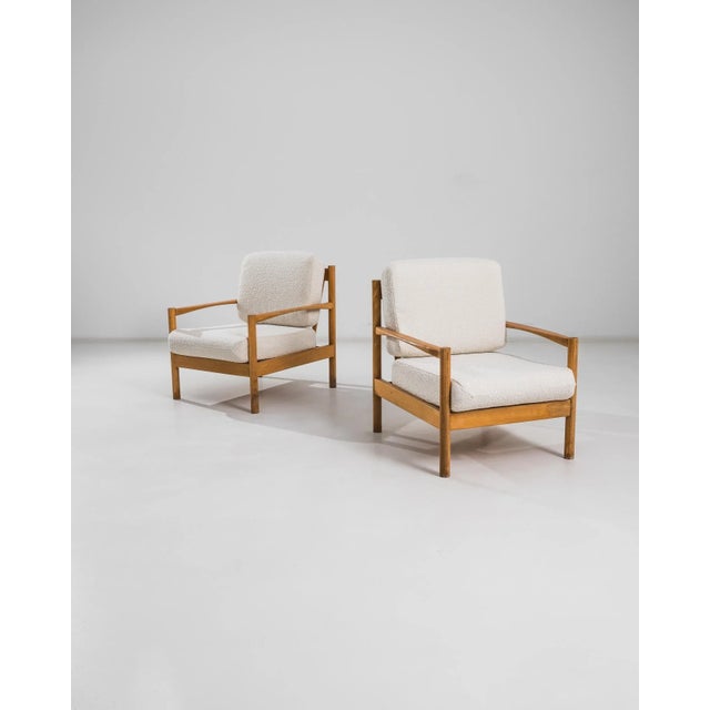 This pair of 20th Century Czech Wooden Armchairs with Upholstered Seats and Backs is a stunning representation of classic...
