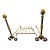 Antique Brass & Iron Andirons With Fire Grate – Decorative Fireplace Set For Sale
