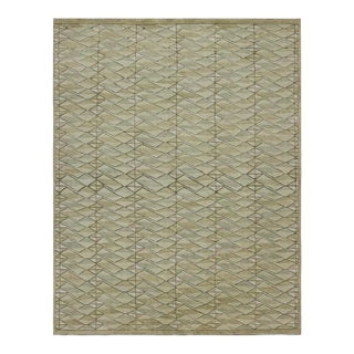 Rug & Kilim’s Scandinavian Style Rug With Beige and Green Geometric Patterns For Sale