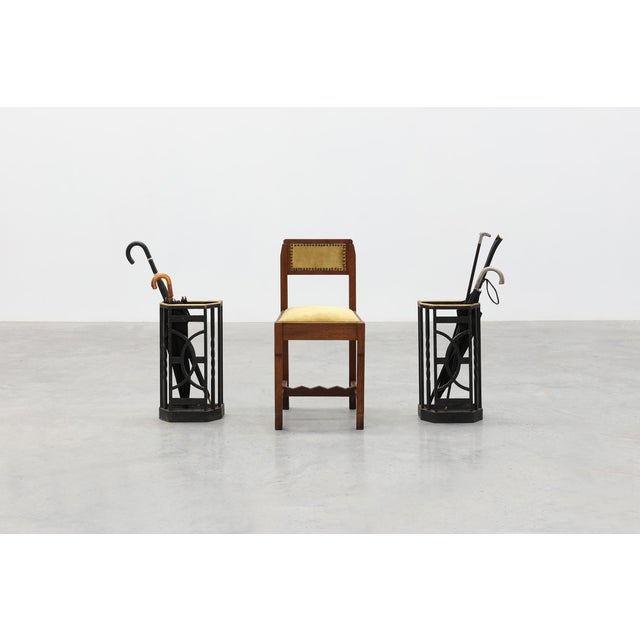Art Deco Metal Umbrella Stand with Geometric Openwork and Brass Rim, Belgium, 1920s For Sale - Image 14 of 16