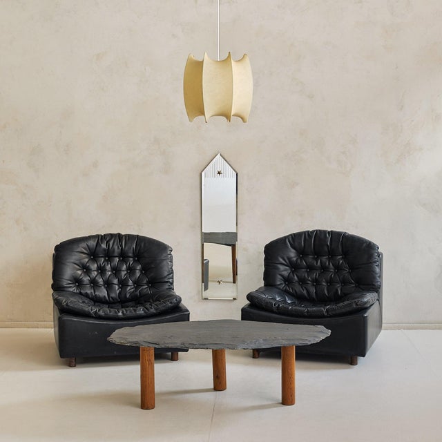 Vintage French Slate Top Coffee Table with Three Wooden Legs For Sale - Image 17 of 18