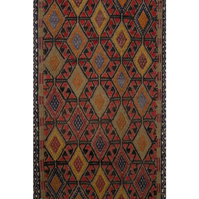 Sand Vintage Long and Narrow Turkish Jajim Kilim Runner 1'9" X 12'12" For Sale - Image 8 of 12