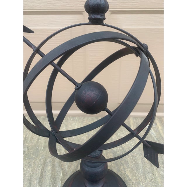 Black Iron Armillary Globe Sculpture – Traditional Landscape & Garden Decor For Sale In South Bend - Image 6 of 10