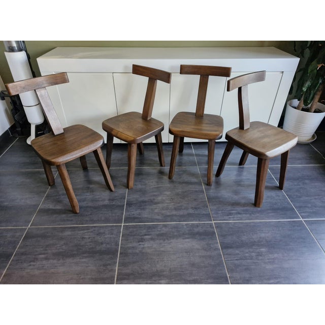 Wood Brutalist Model T Chairs from Olavi Hanninen, Finland, 1960s, Set of 4 For Sale - Image 7 of 11