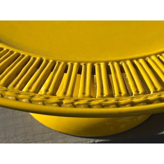 English Early 20th C. - Yellow French or Italian Centerpiece Server - Porcelain, Reticulated For Sale - Image 3 of 7