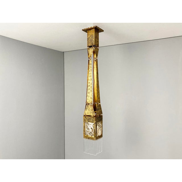 Art Nouveau Ceiling Lamp in Brass, 1910 For Sale - Image 4 of 6