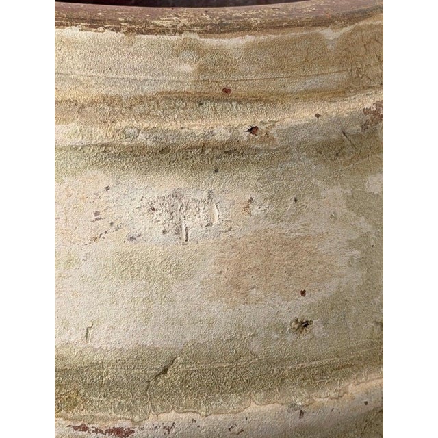 Olive Vintage Barrel Form Terracotta Planter - Ribbed Olive Jar For Sale - Image 8 of 11
