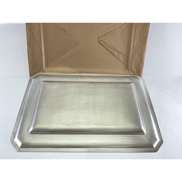 Metal 1980s Mid-Century Modern Silver Rectangular Platters For Sale - Image 7 of 15