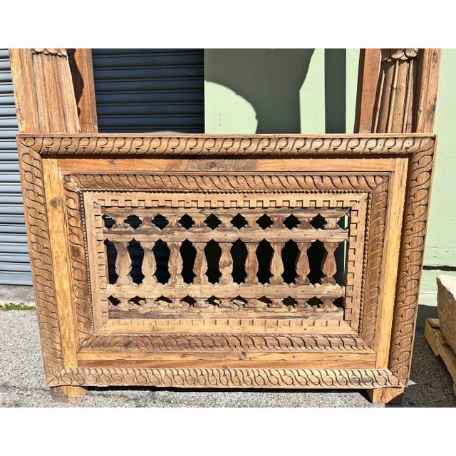 Mid 20th Century Vintage Indian Carved Arch Canopy Bar Counter For Sale - Image 5 of 7