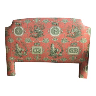 Braquenie Les Muses Et Le LIon Toile De Jouy Fabric Upholstered Headboard For Sale
