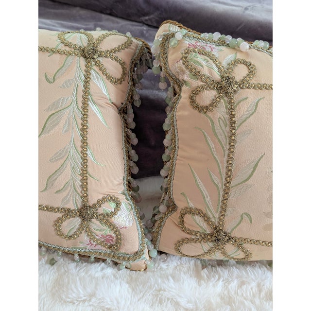 Custom Made Embroidered Scalamandre Silk and Jeweled Tassels With Semiprecious Stone Fringe - One of a Kind For Sale - Image 12 of 12