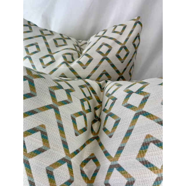 Transitional Chevron With Diamond 22” Pillows- a Pair For Sale - Image 3 of 5