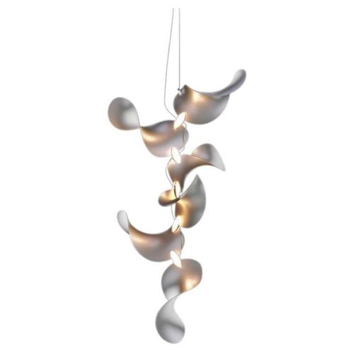 Dune 6 Vertical Cluster Chandelier in Silver Anodized Aluminum by Moss Objects For Sale - Image 17 of 17